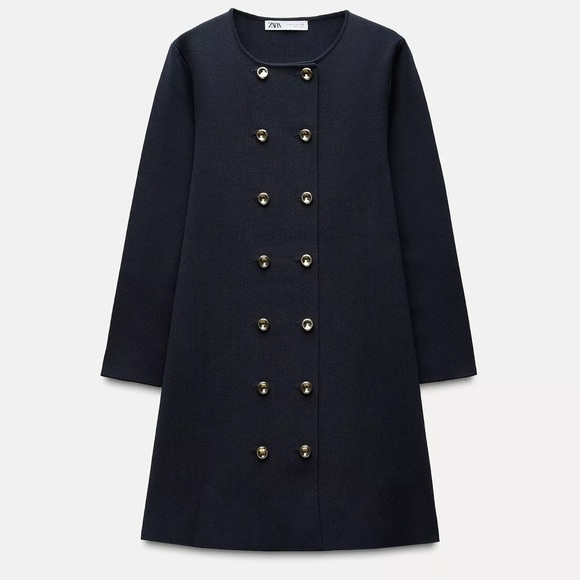 Zara Navy Blue Heavy Knit Dress - Picture 2 of 5